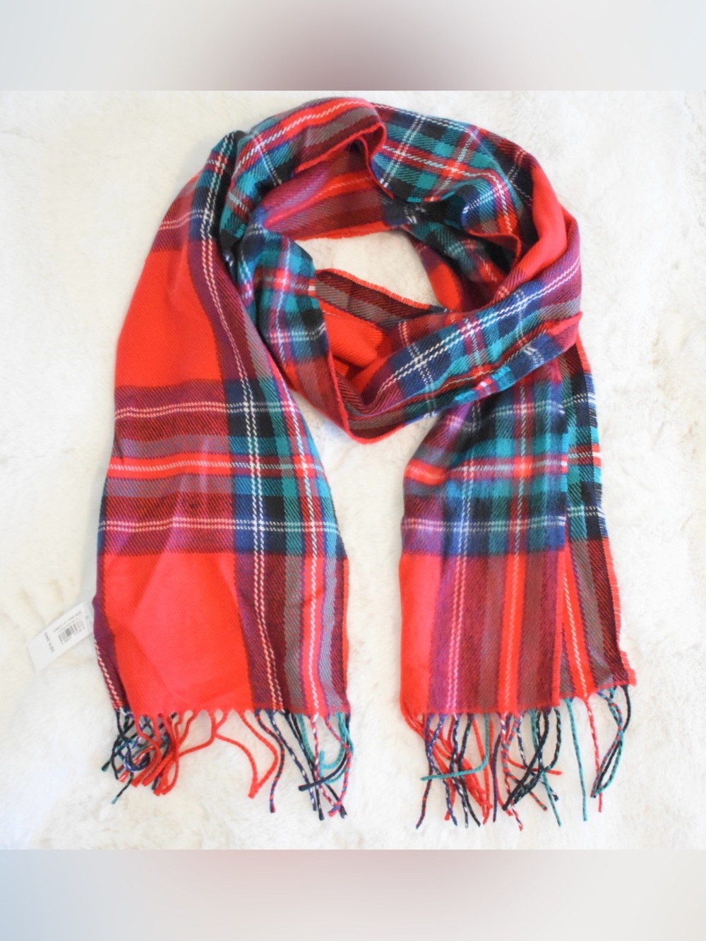 NWT Old Navy Plaid Neck Scarf - Red, Green, and White. OS